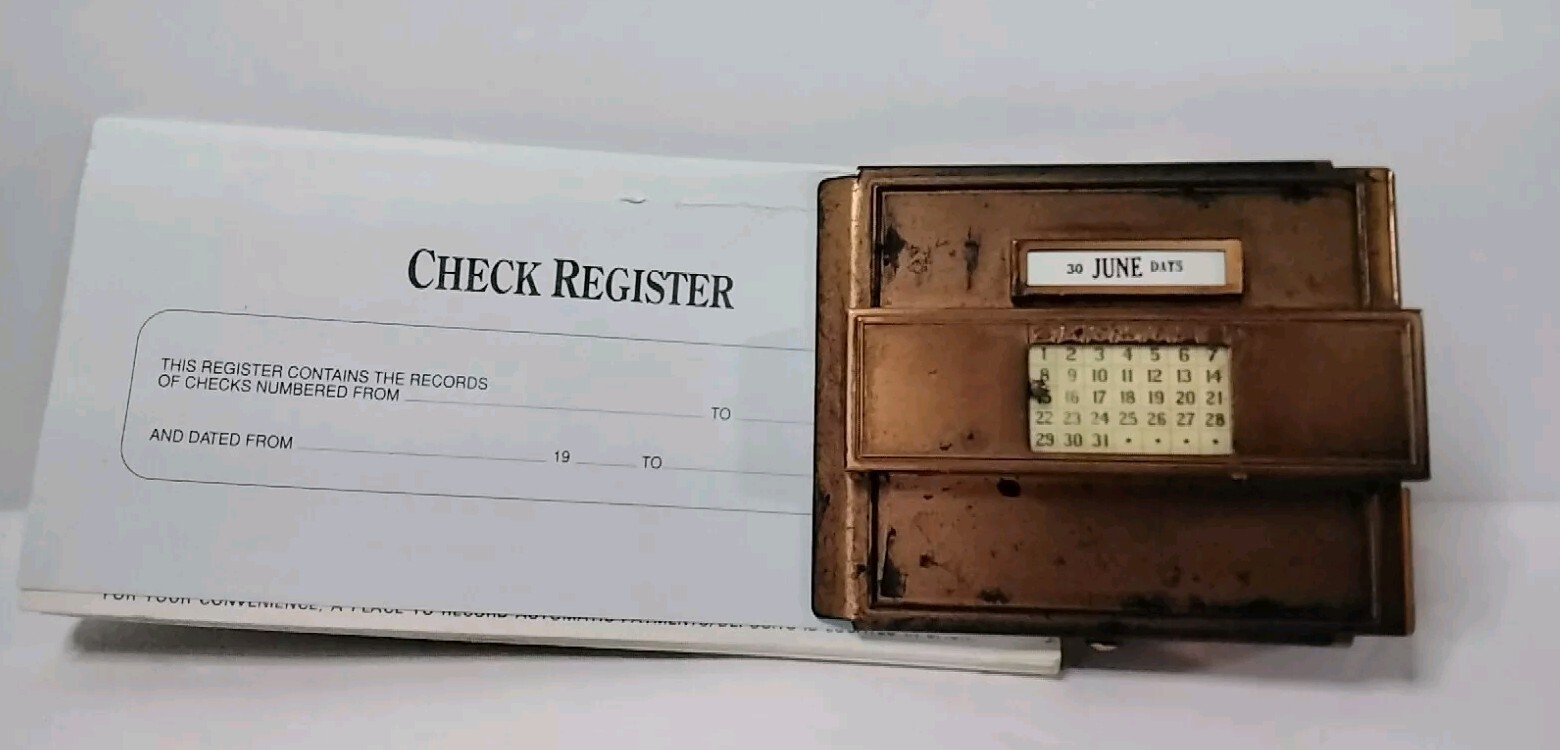 Antique Perpetual Calendar 1916 J.E Mergott NJ Clipboard Note Holder copper desk