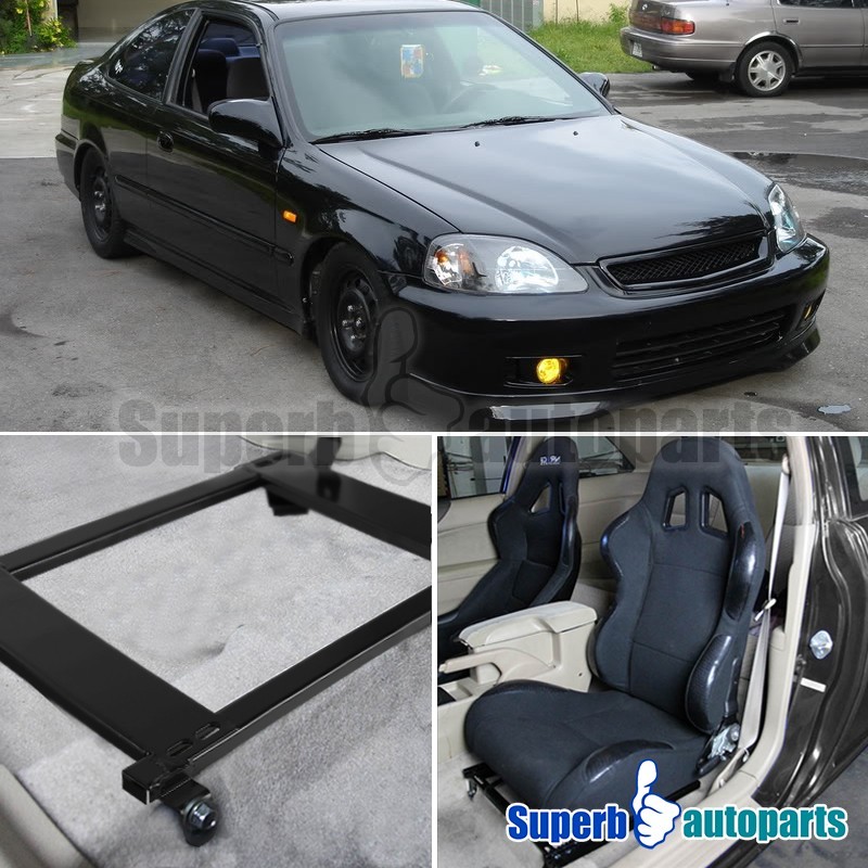 Fits 96-00 Civic Racing Seat Mounting Brackets Rail Tensile Steel Bucket Pair