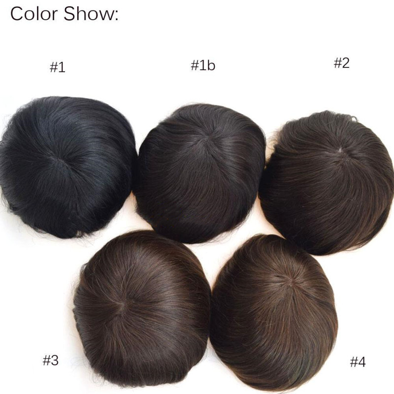 Durable Mens Human Hair Replacement System Hairpiece Fine Mono Poly Skin Toupee