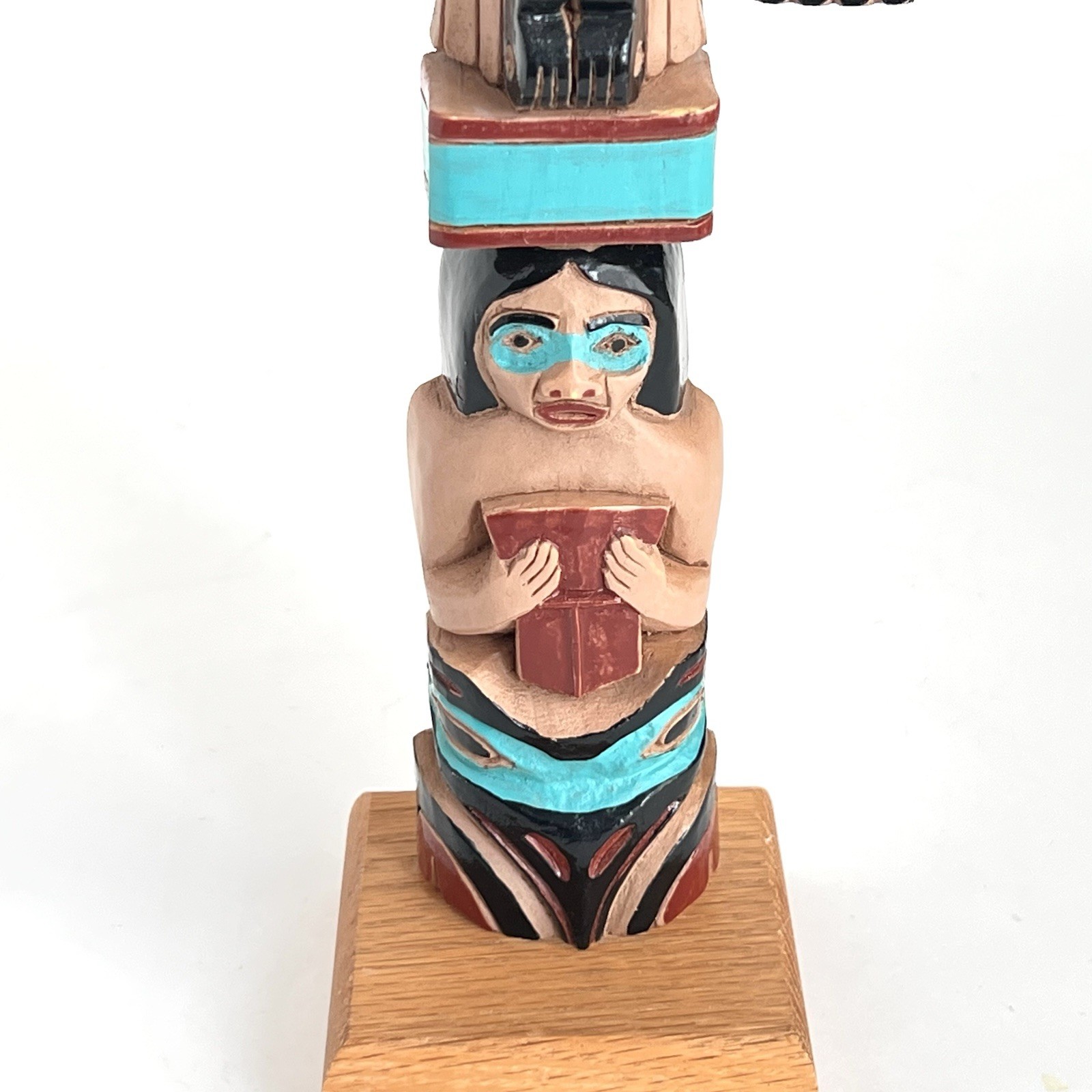 Pacific Northwest Native American Totem Pole Tlingit Raven Chief Box Alaska 10”