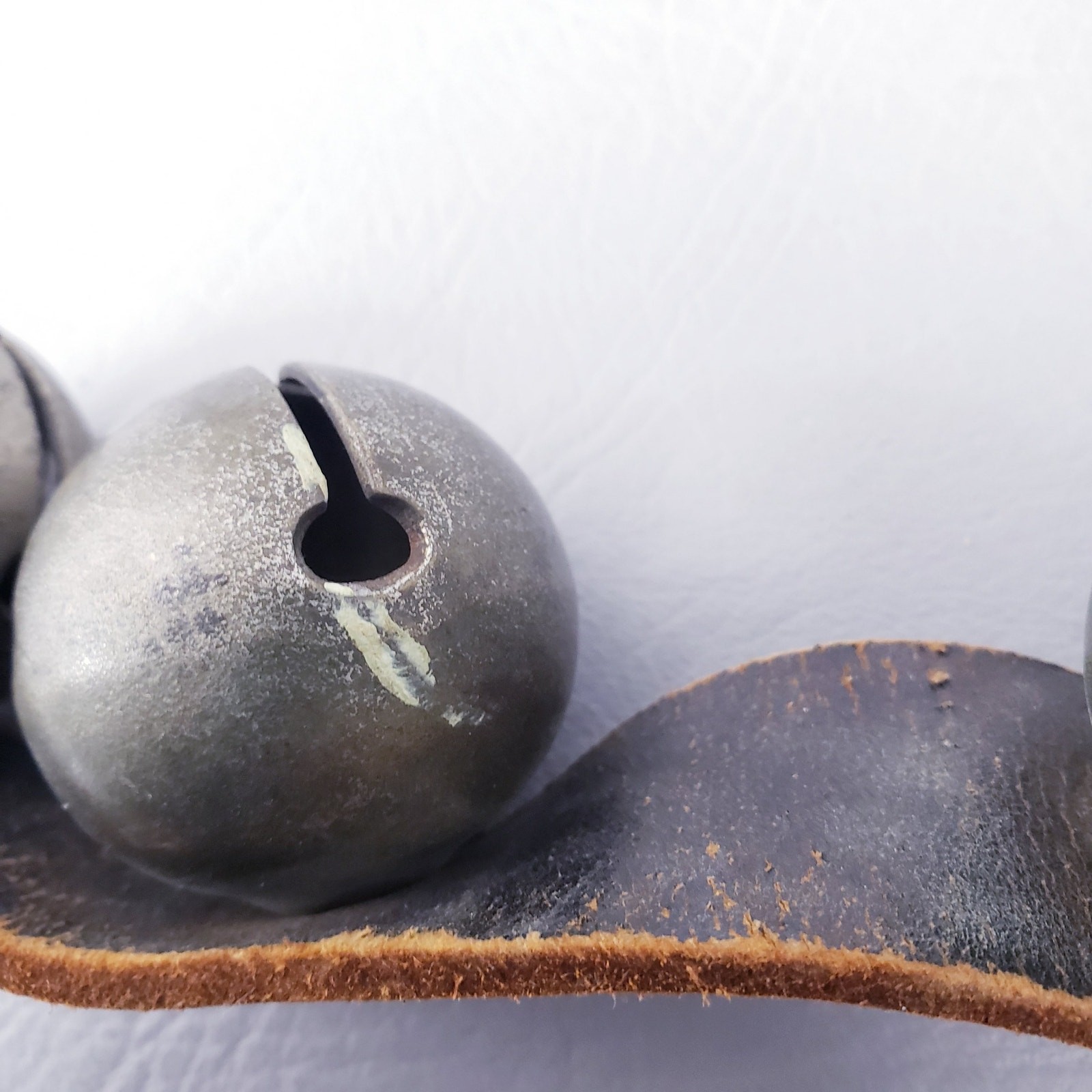 1890's Antique 12 Sleigh Bells On 27" Leather Strap