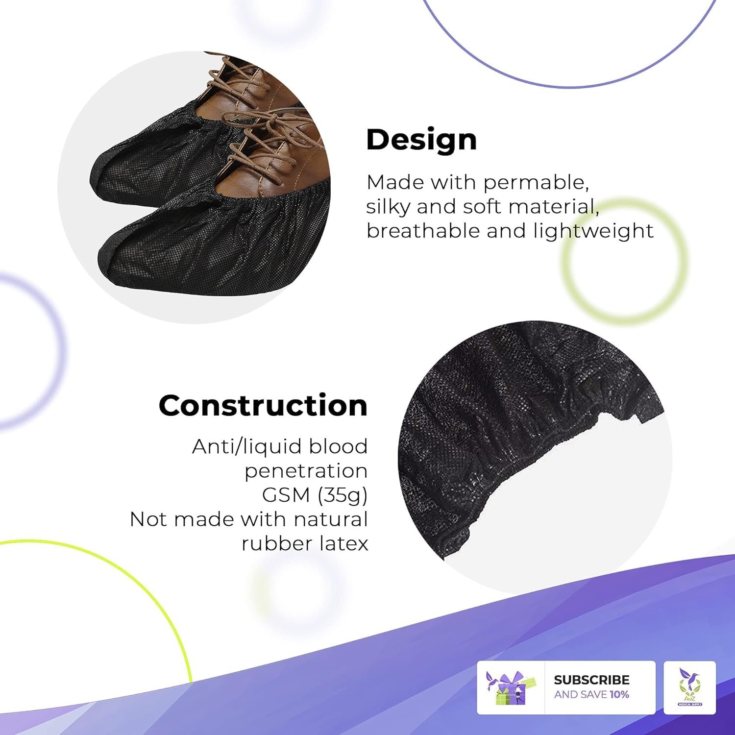 100x Black Disposable Shoe Covers Overshoes Protector Plastic