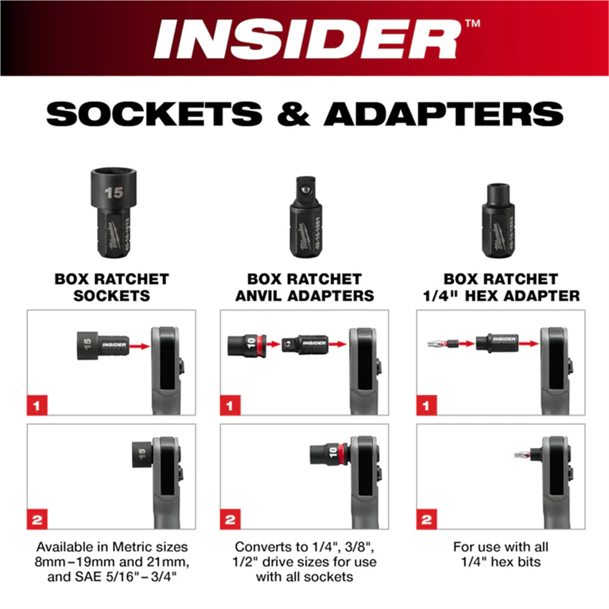 Milwaukee 3050-21 M12 FUEL INSIDER Box Ratchet Set, Extended Reach