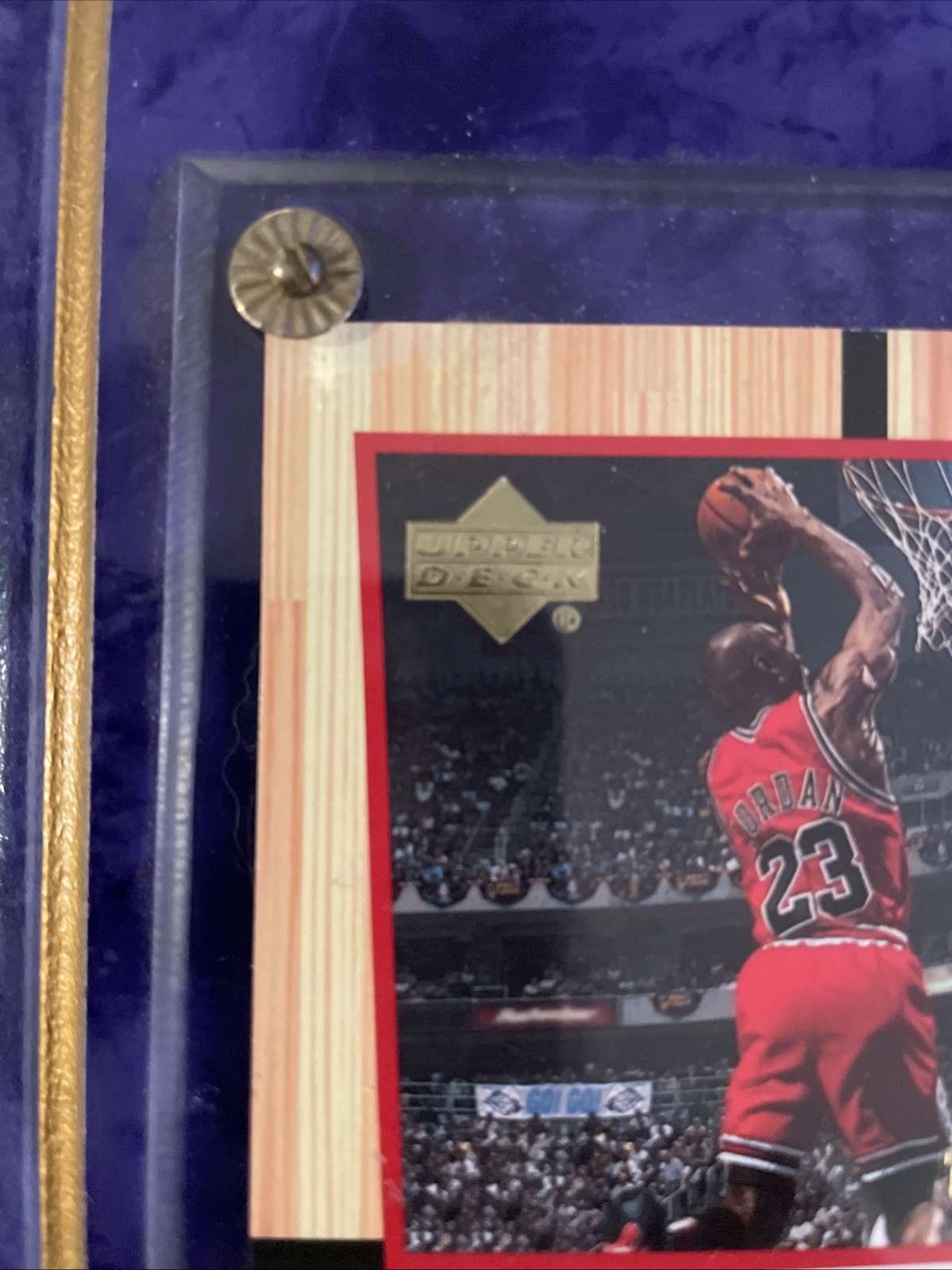 Michael Jordan, 2000 MJ’s Final Floor Jumbo Card on Plaque with UD MJ23 Card