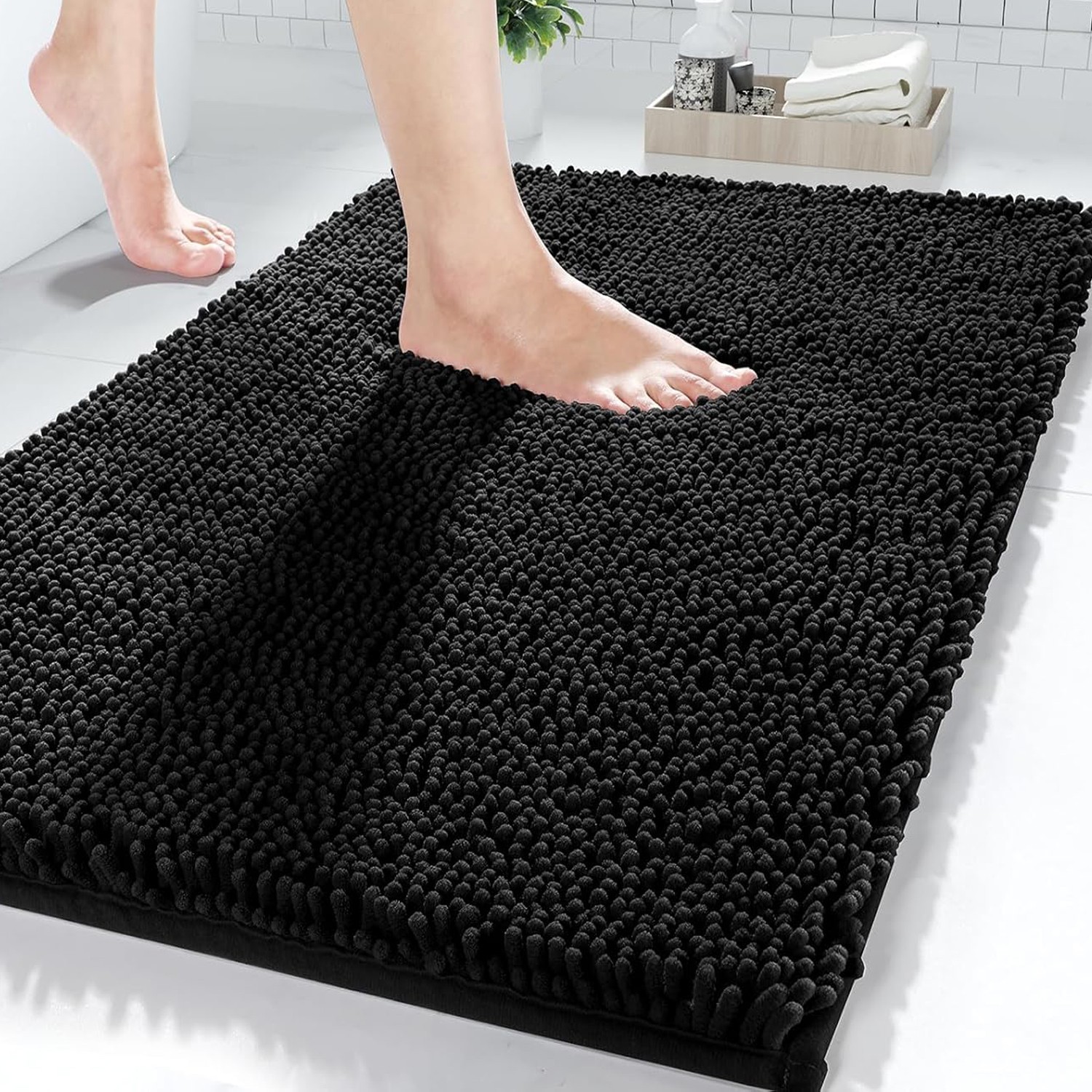 23"x15" - Soft Cozy Plush Chenille Bath Mat Highly Absorbent Bathroom Rug