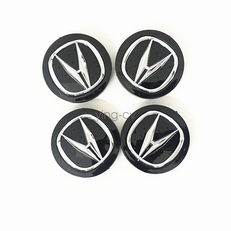 4x Black with Chrome Logo Wheel Center Hub Caps For ACURA Size 69mm/2.71"