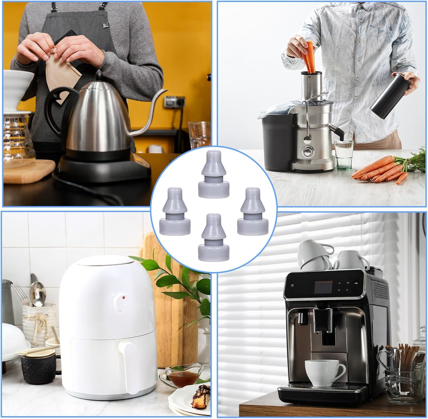 Rubber Feet for Slow Cookers, 12 Pcs Replacement Cookers Legs, Grey