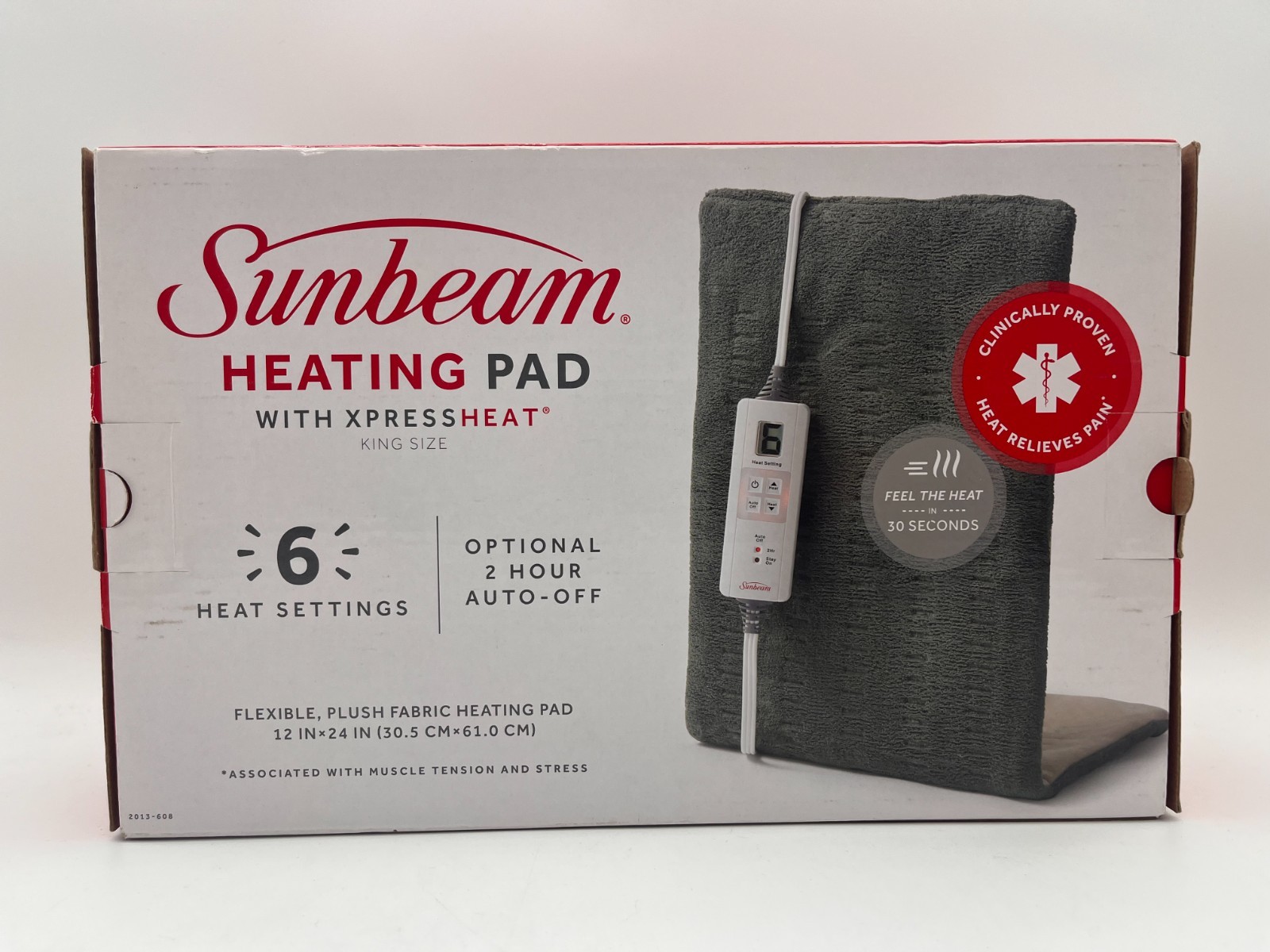 SUNBEAM HEATING PAD WITH XPRESS HEAT KING SIZE 12"x24" w/ 6 SETTINGS NEW MR 978