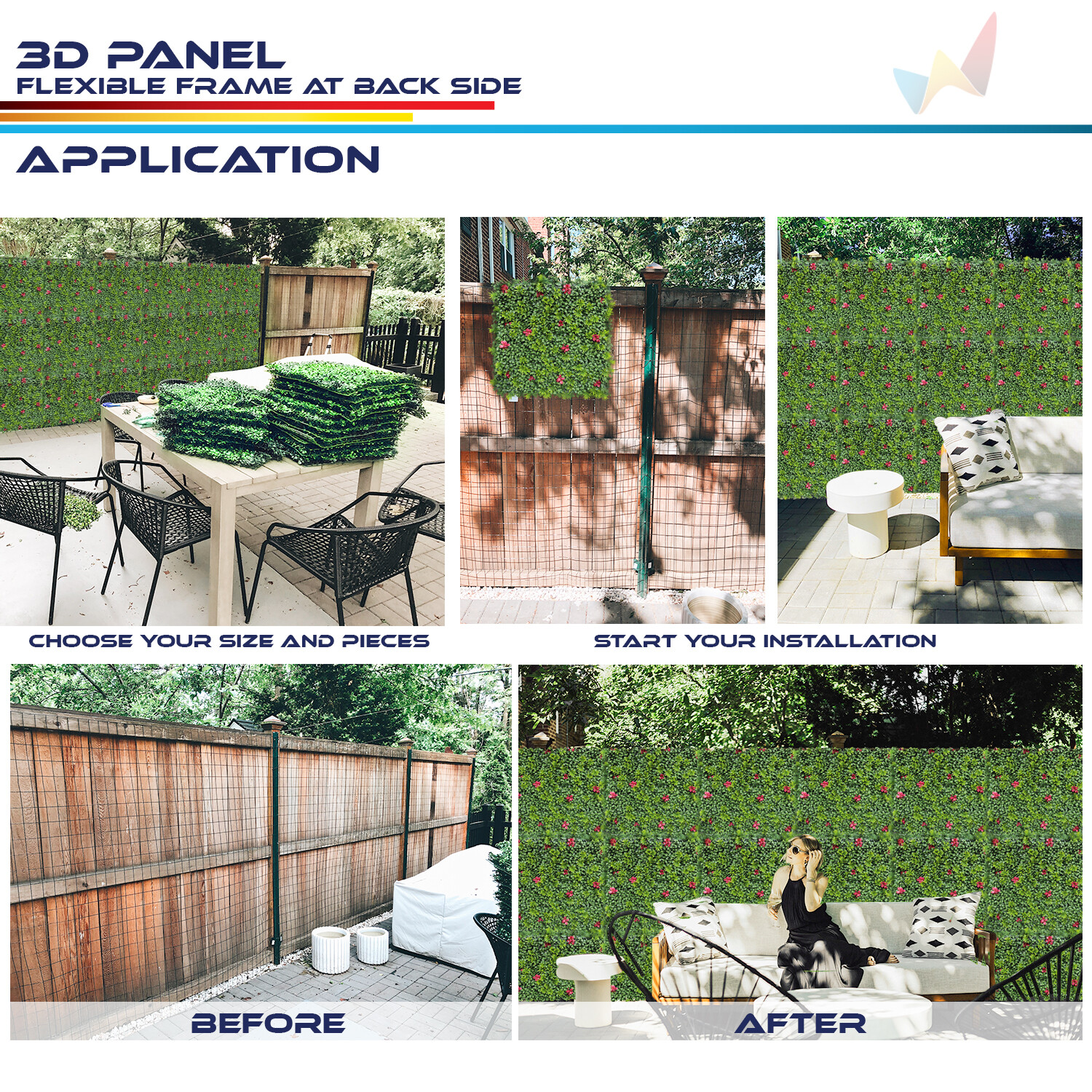 40"x40" Artificial Faux 3D Mix Leaf Privacy Fence Screen Decor Panel Hedge V1