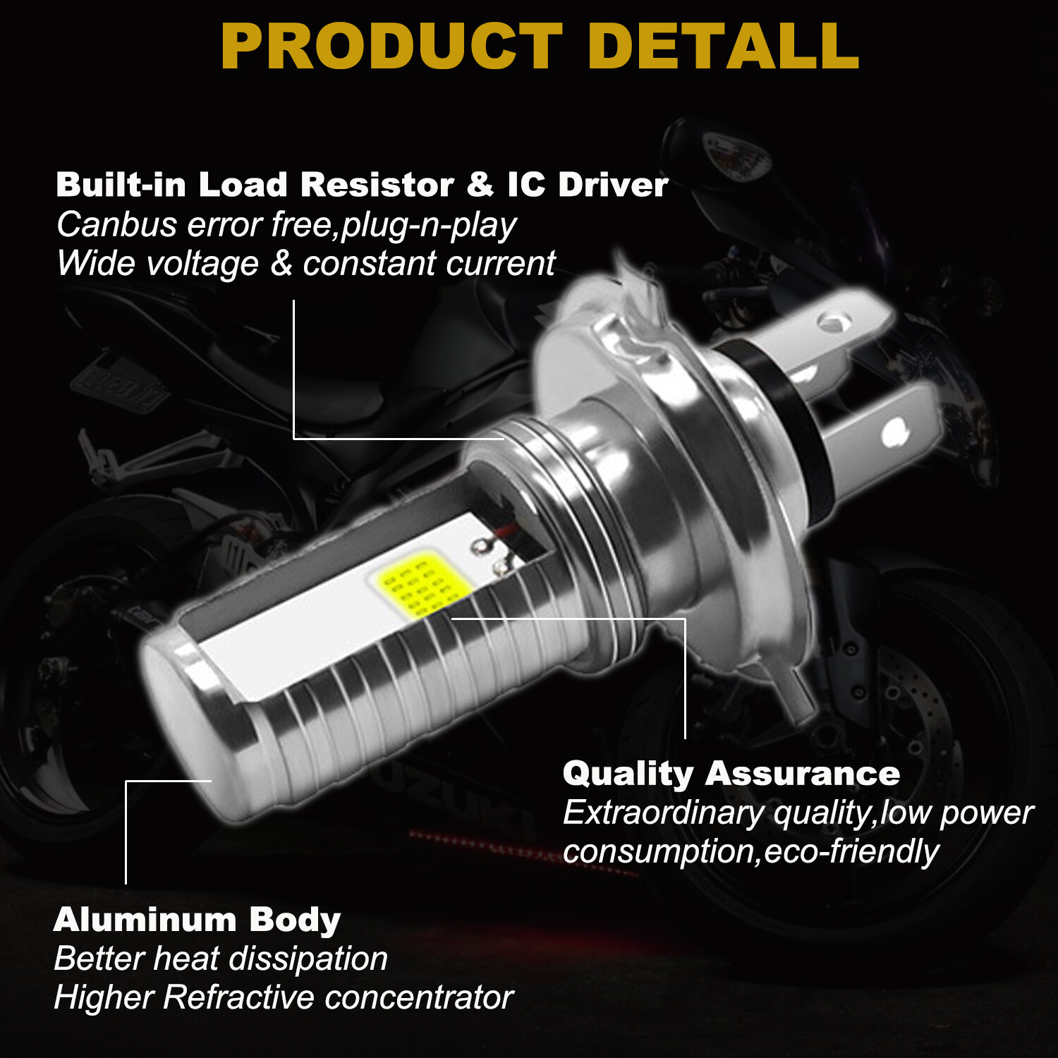 2pc LED Headlight Parking Light Bulbs For Kawasaki Z125 Pro Z series 2017-2021