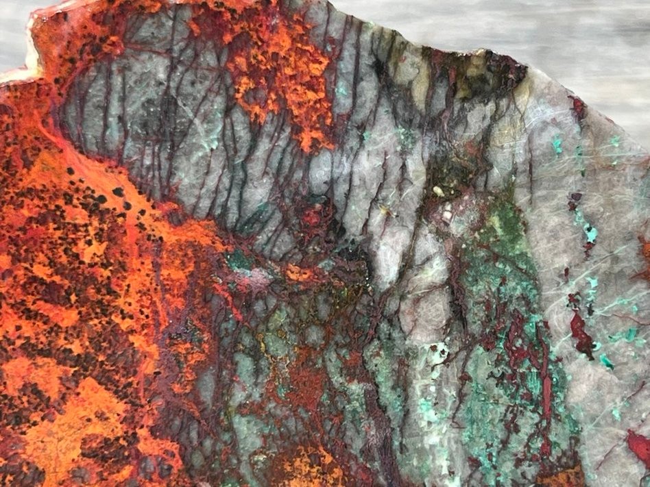 Sonora Sunrise Sunset Chrysocolla Cuprite 4.25"x2.5" Lapidary Rough Slab S2