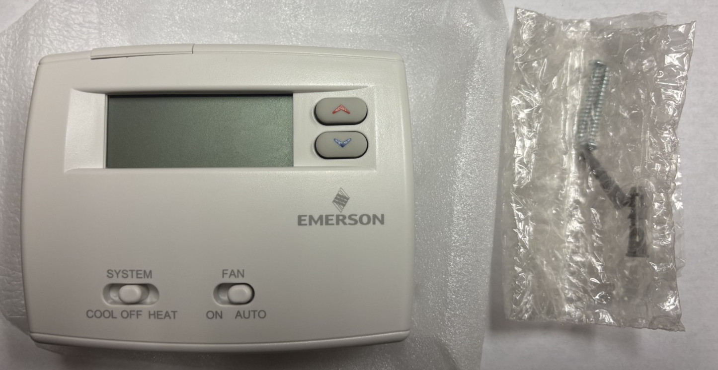 White-Rodgers Emerson 1F86-0244 Dual-Powered Non-Programmable Thermostat, 1H/1C