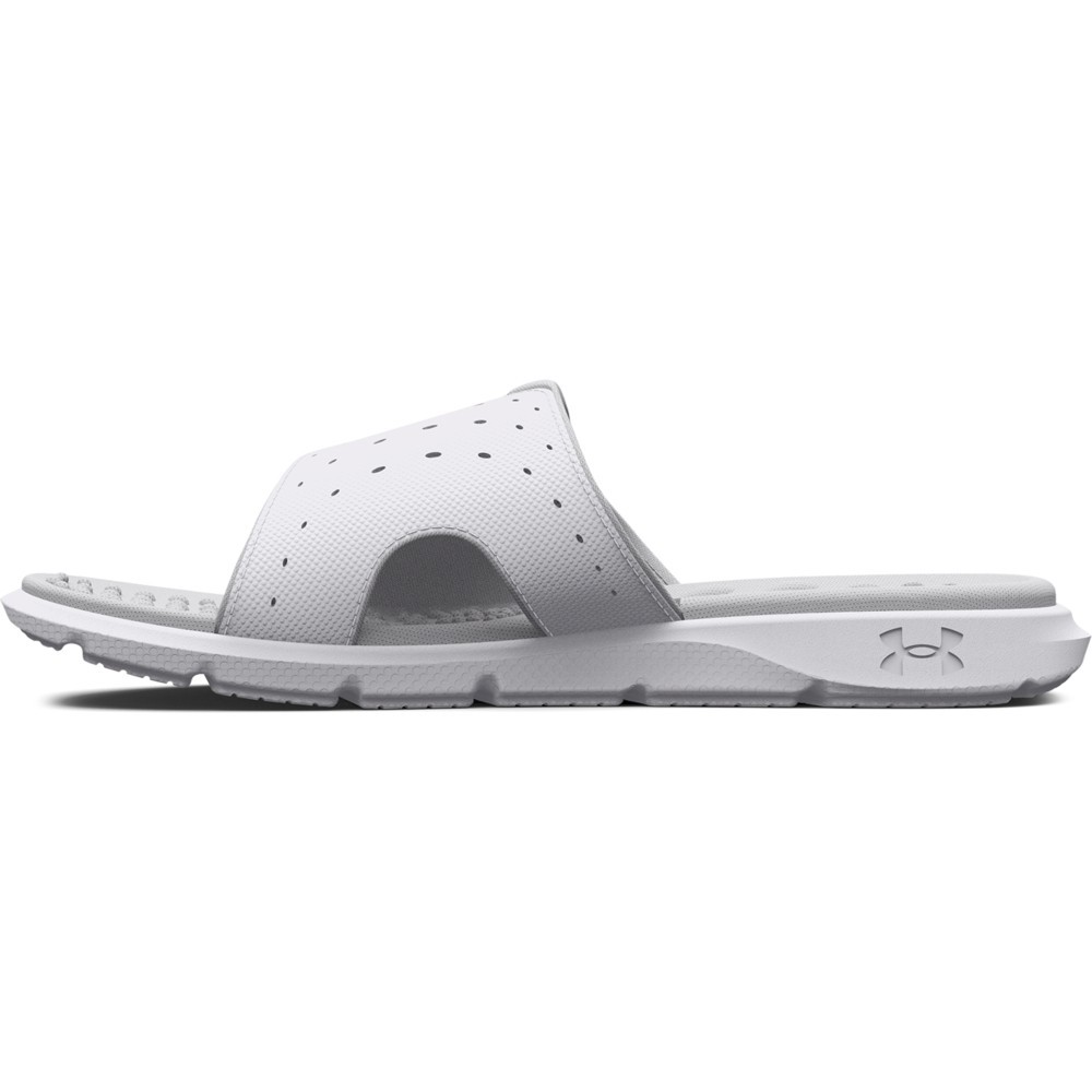 Under Armour 3026027 Women's UA Ignite Pro Slides, White/Halo Gray, Size 8