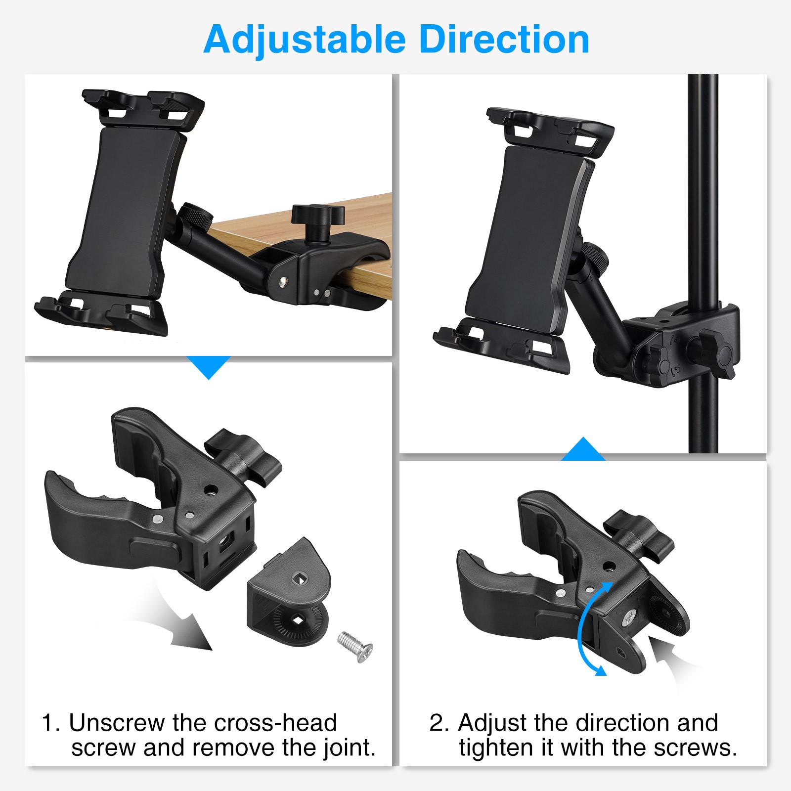 Mic Stand Adjustable Microphone Phone Holder Mount iPad iPhone All 4.7-13.5 Inch