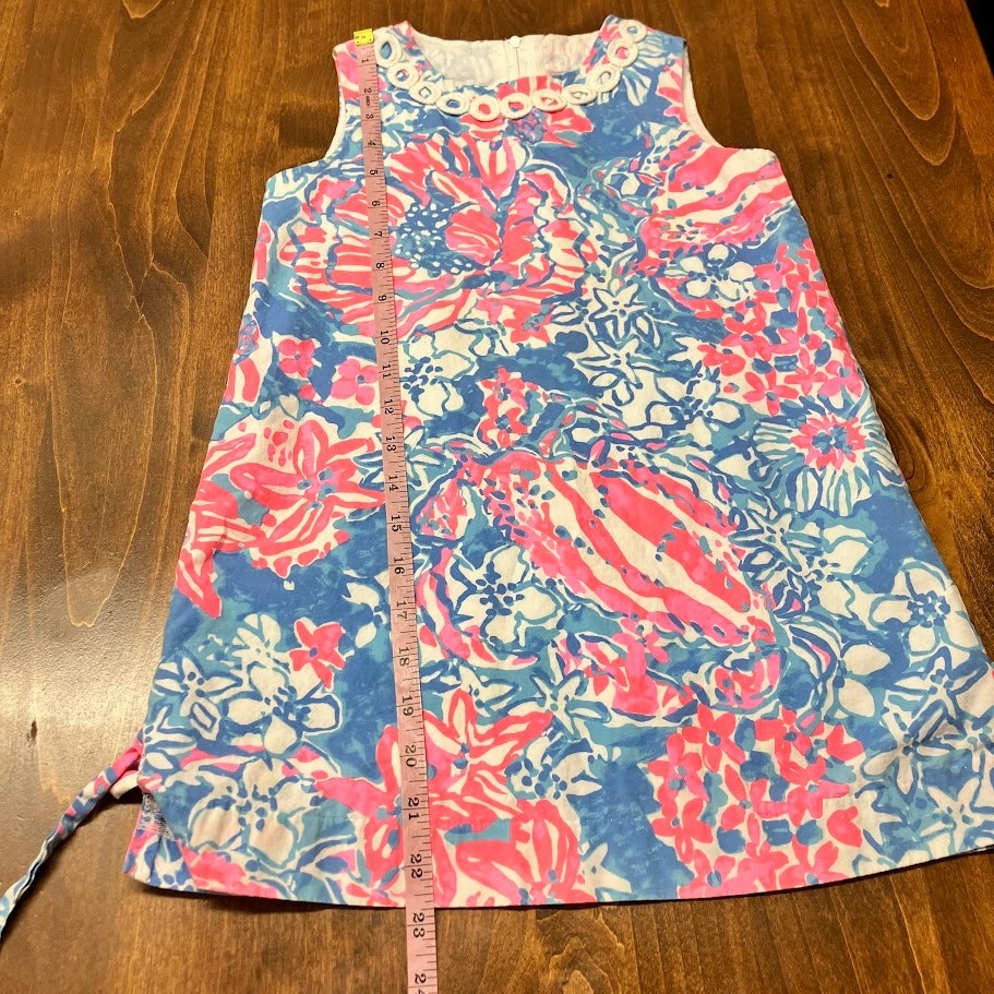 Lilly Pulitzer Pink White Blue Tropical Shift Dress Bay Blue Pop Pop Glow 6