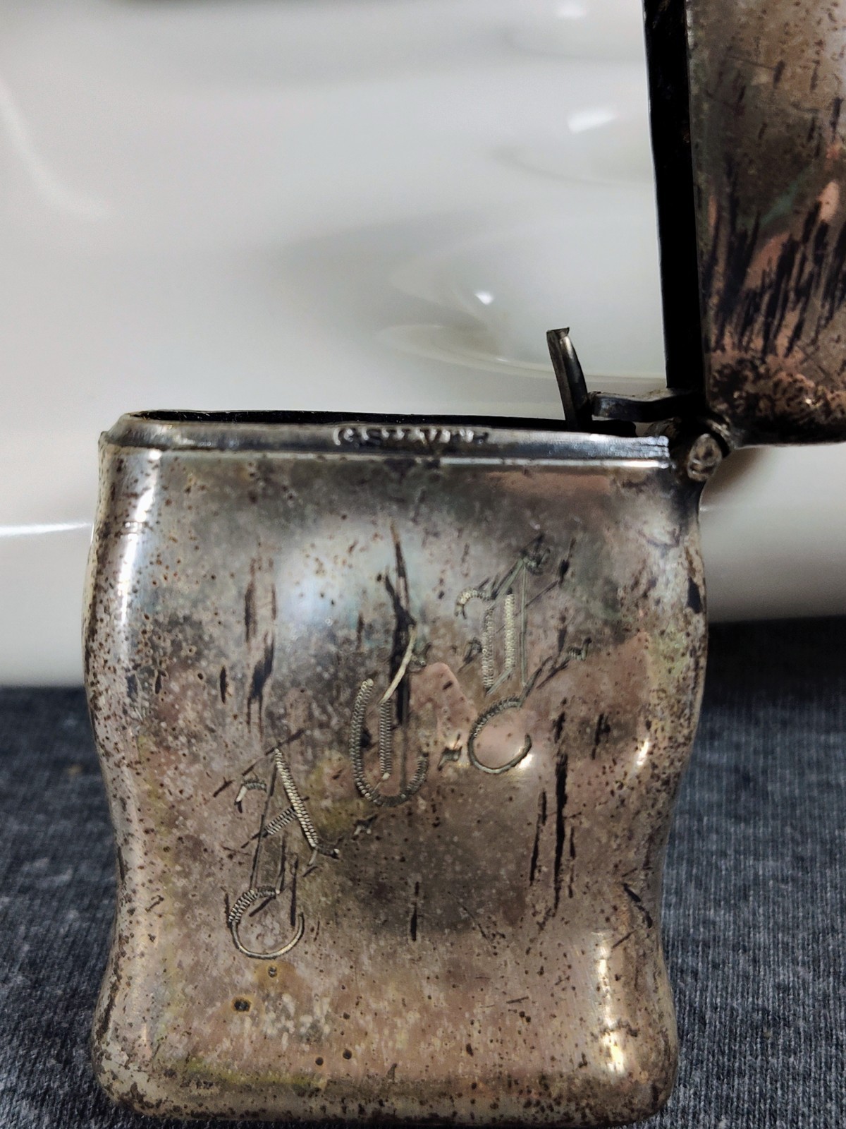 1870's Antique German Silver Art Nouveau Woman Lady Match Safe Vesta