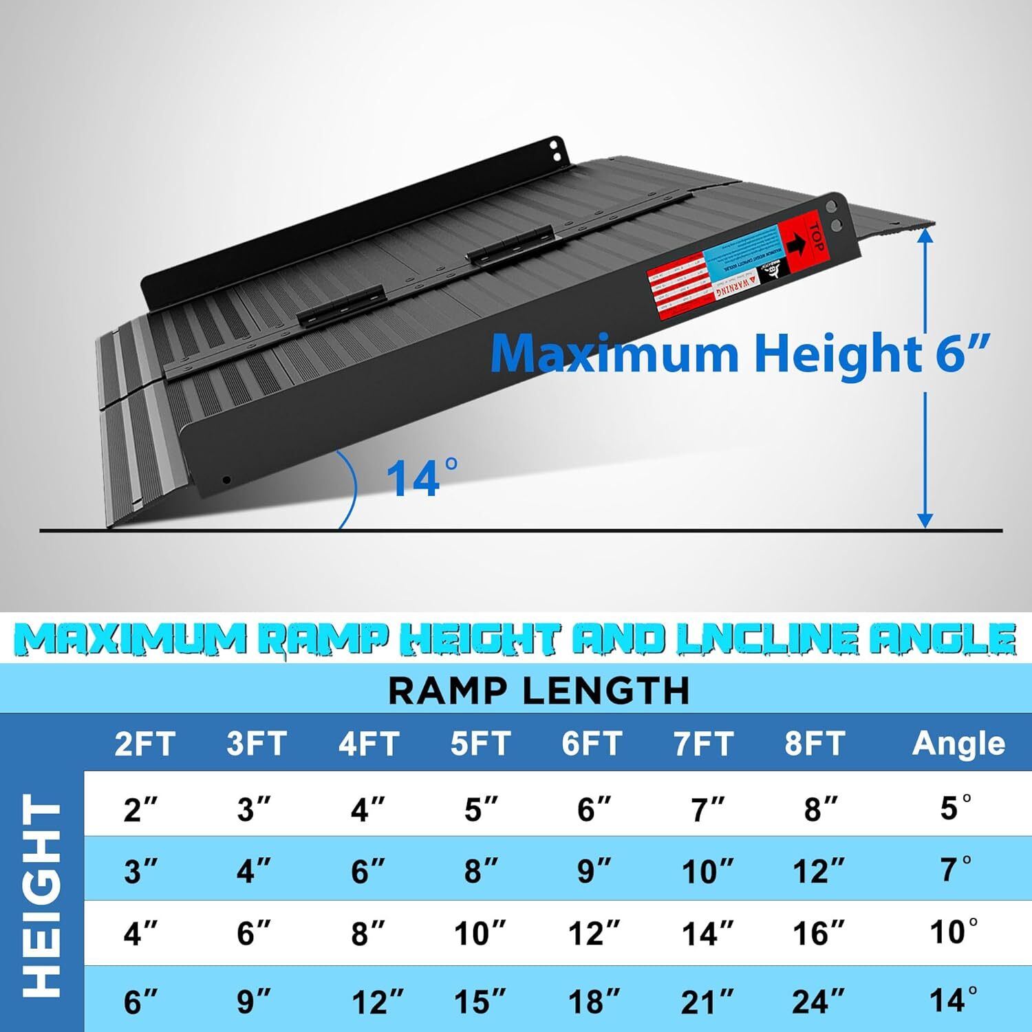 2/3/4/5/6/7/8 FT Folding Aluminum Wheelchair Ramp Mobility Ramp 800 lbs No-sew