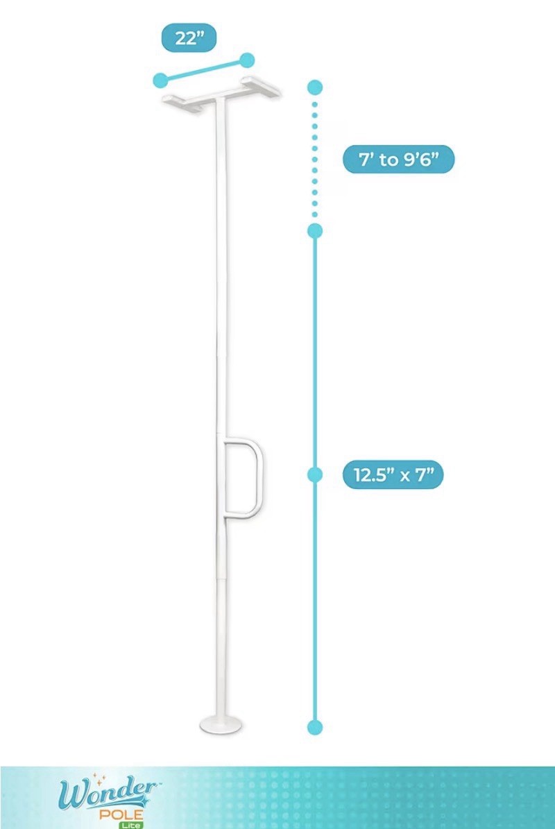 Wonder Pole Lite, Adjustable Floor to Ceiling Safety Grab Bar with Security Supp