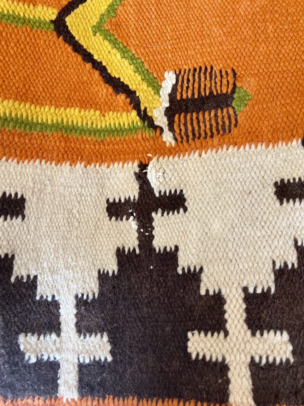 Beautiful Vintage Navajo Yie Rug Native American 47 x 33 Home Spun Wool As Is