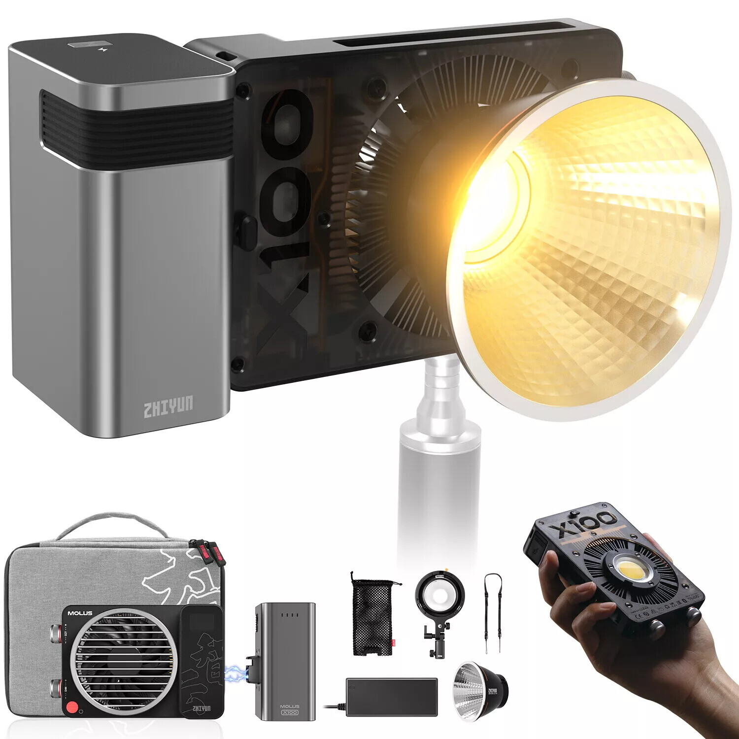 Zhiyun MOLUS X100 Combo Led Video Light Pocket Light 2700K-6500K with Softbox