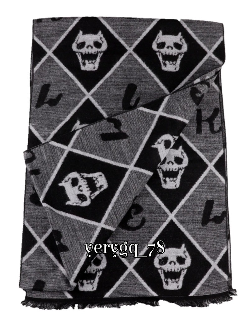 JoJo's Bizarre Adventure Kira Yoshikage Velvet Scarf Black Skull Warm Scarf Gift