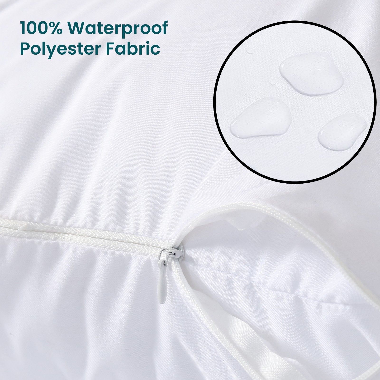 Premium 4 Pack Pillow Protectors with Zipper Waterproof Pillow Protector Queen