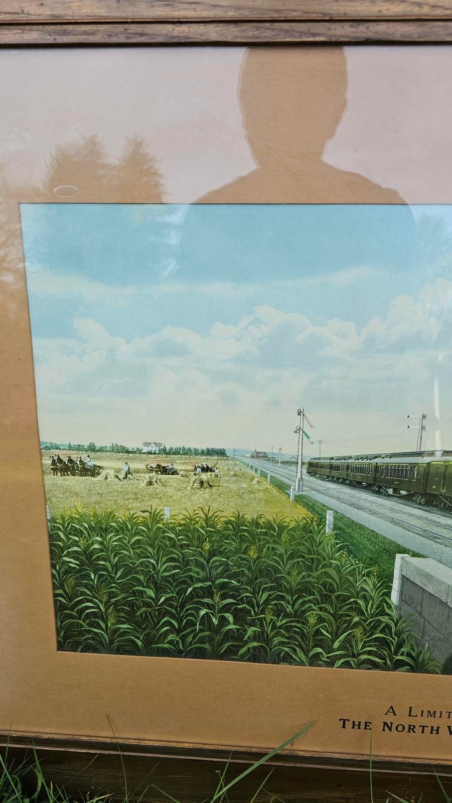 Spectacular all original hand touched depot litho from C&NW in original frame