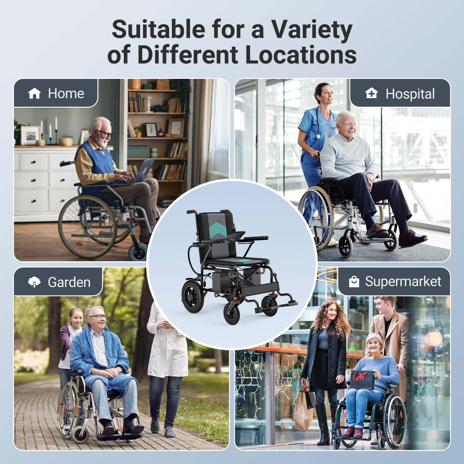Used Foldable Intelligent Electric Power Mobility Wheelchairs Power All Terrain