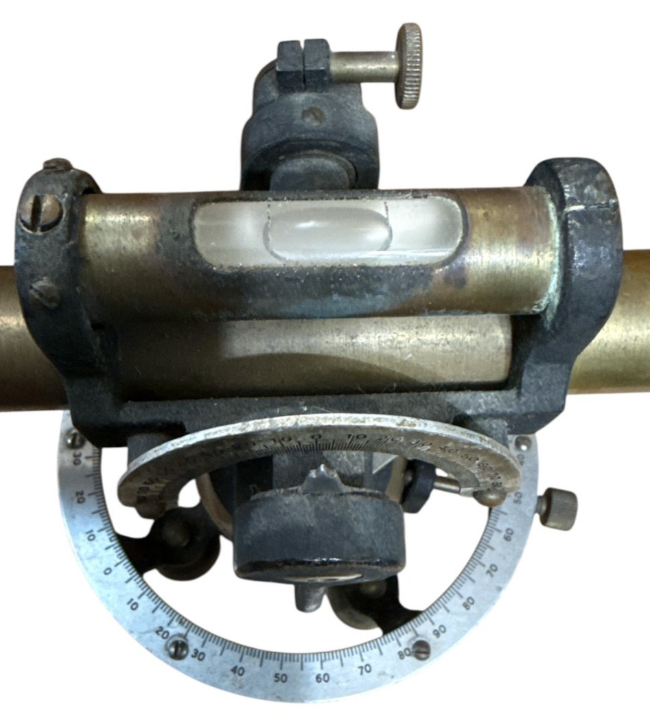 VINTAGE CWO BRASS SURVEY TRANSIT w/ WOODEN CASE