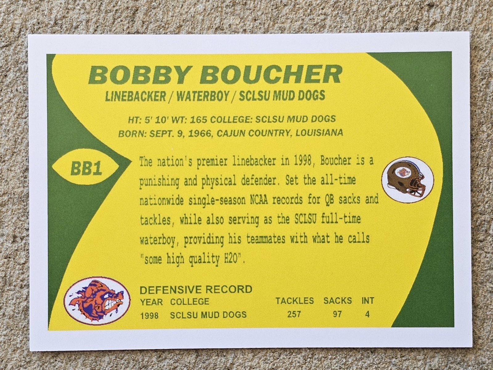 2x ADAM SANDLER CUSTOM TRADING CARDS (BOBBY BOUCHER WATERBOY & HAPPY GILMORE)