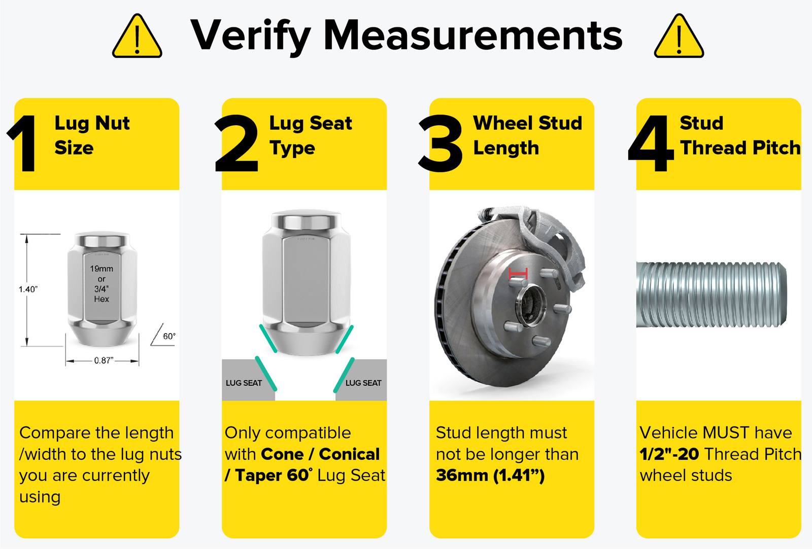 20pc 1/2" Chrome Bulge Lug Nuts | Acorn Cone Conical Seat | Closed End | Silver