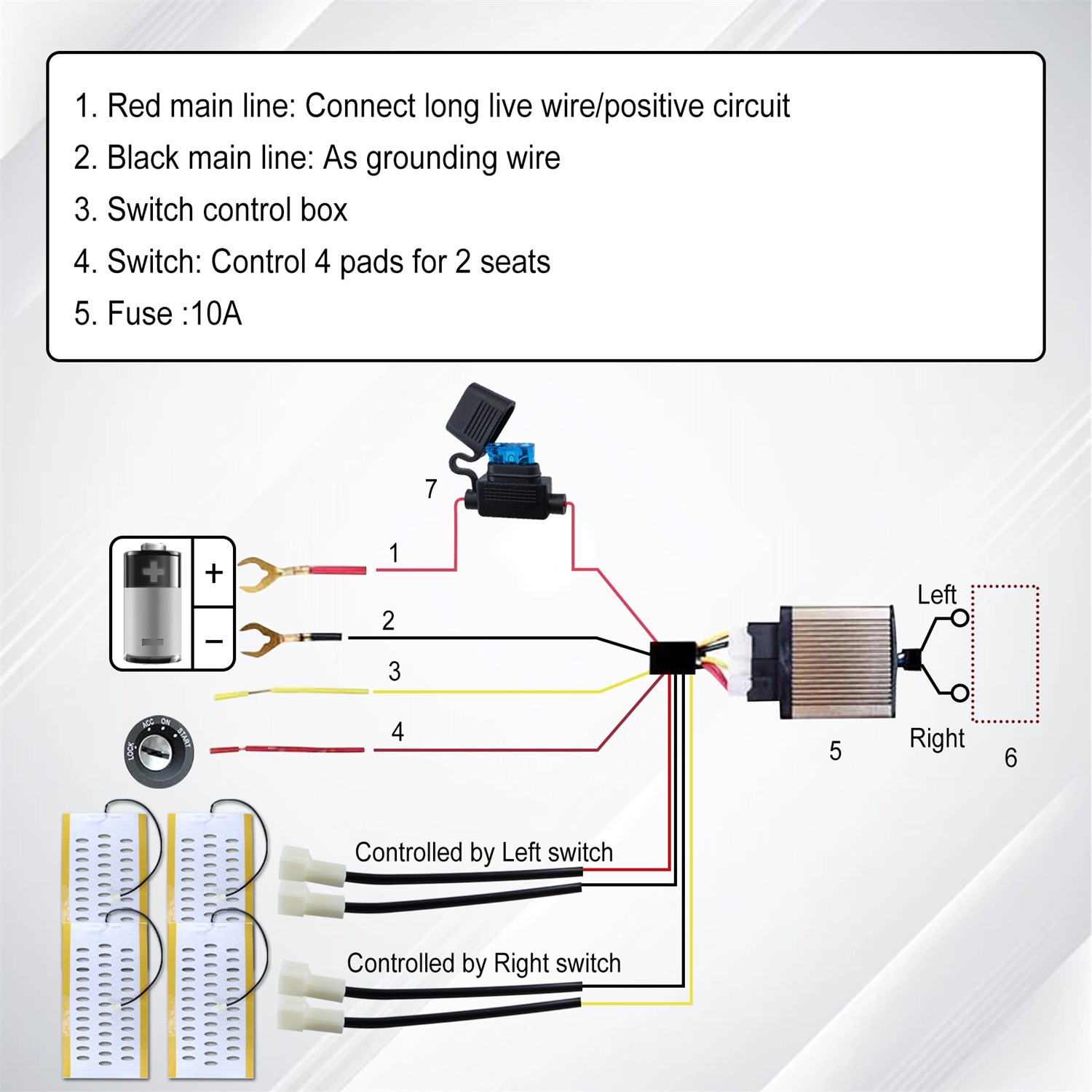 New Universal Built-in Car Seat Heater Kit Fit 2 Seat 12V Alloy Wire Heating Pad