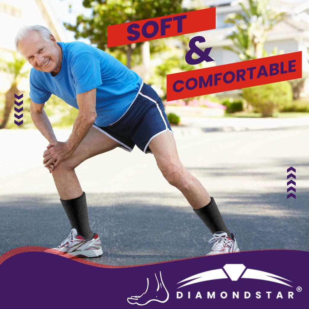 12 Pairs Black New Diabetic Crew Socks Circulatory Health Cotton Loose Fit Top