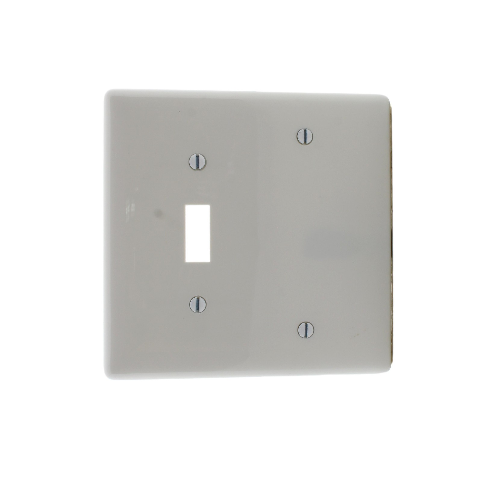 Hubbell White Mid-Size UNBREAKABLE 2-Gang Blank Switch Cover Wallplate NPJ113W