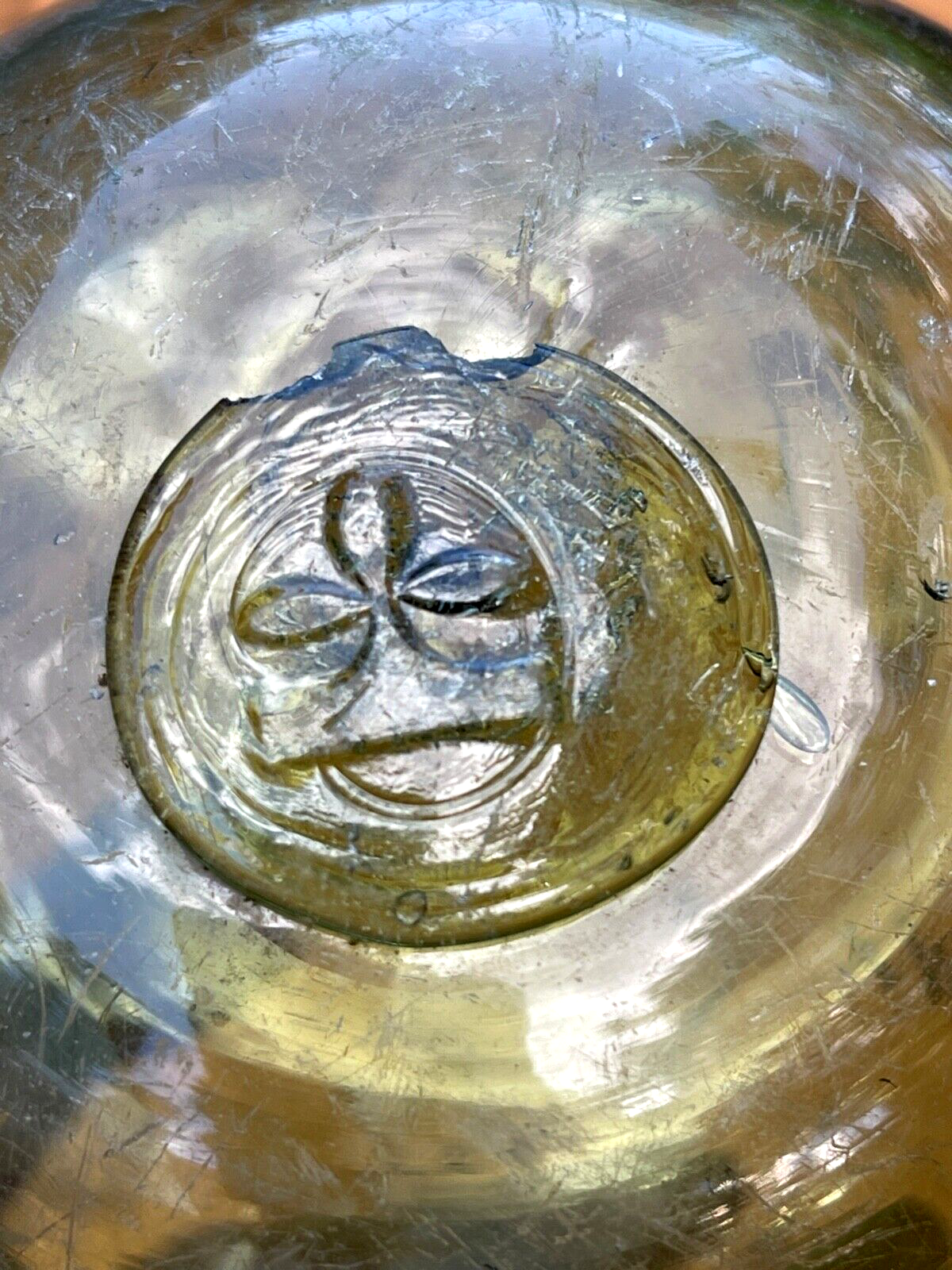 ANTIQUE EUROPEAN GERMAN HEYE CLOVER LEAF GLASS FISHING FLOAT MADE IN GERMANY