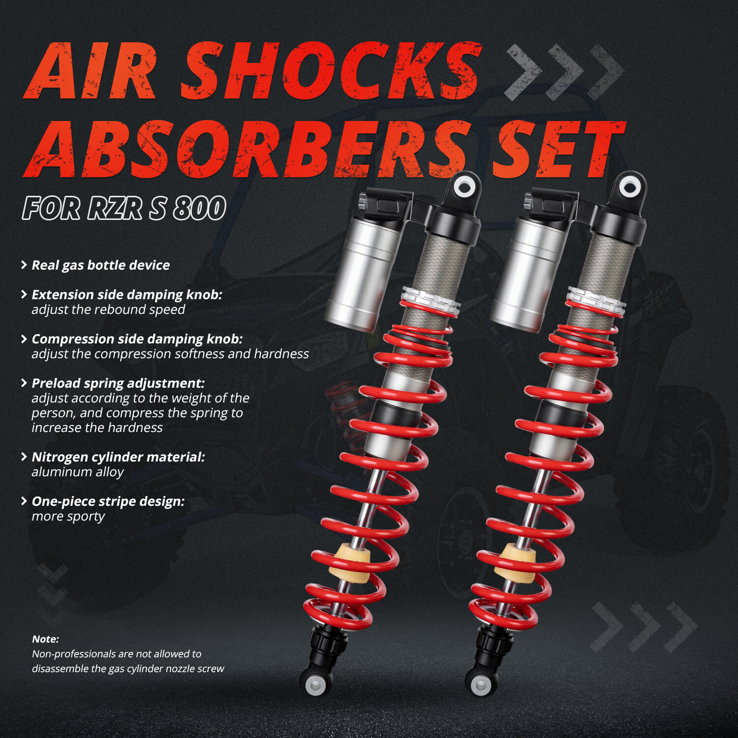 Stage 5 Performance Front & Rear Shocks Absorber Set For 09-14 POLARIS RZR 800 S
