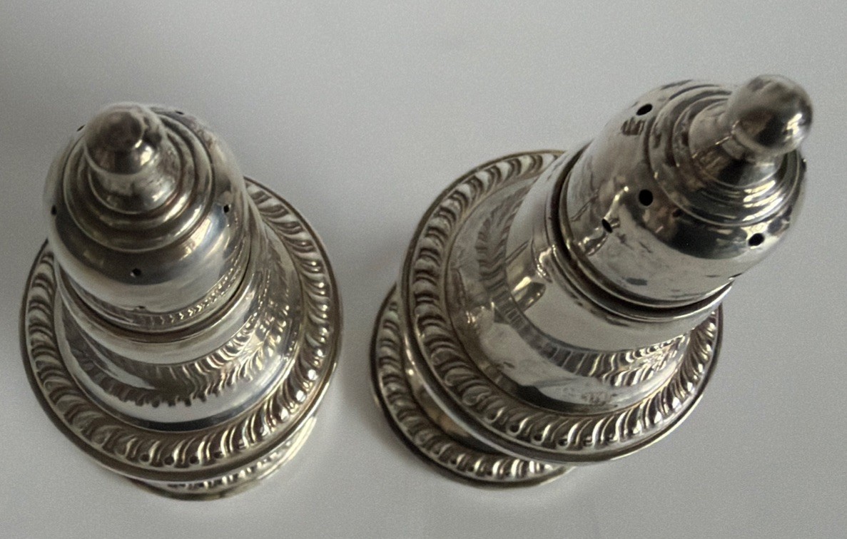 Empire STERLING SILVER Weighted Salt & Pepper Shaker Pair Set Lot 4.5"H