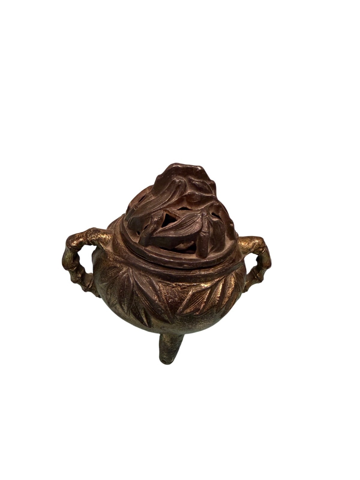 Vantine's Antique Incense Burner Bronze Signed 1004 Collectible Asian Design