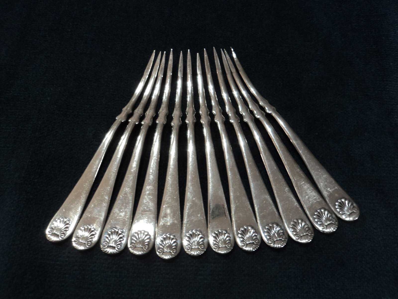 Silverplate Flatware Lot of 12 Nut Picks Towle Shell ii  Victorian 1889