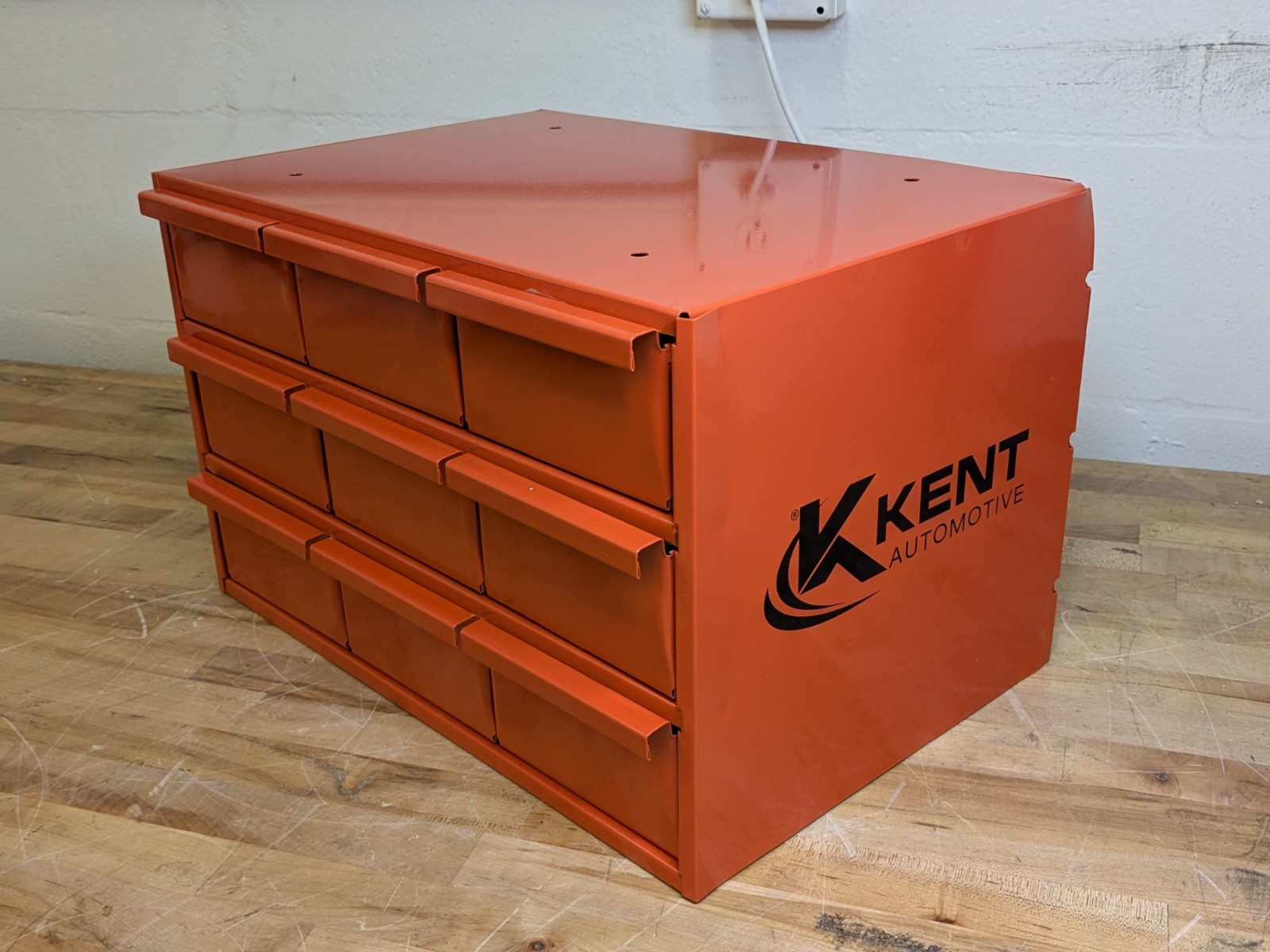 Kent Bin Storage Cabinet 9 Drawer 17" W x 11" D x 10" H Steel Orange KA9