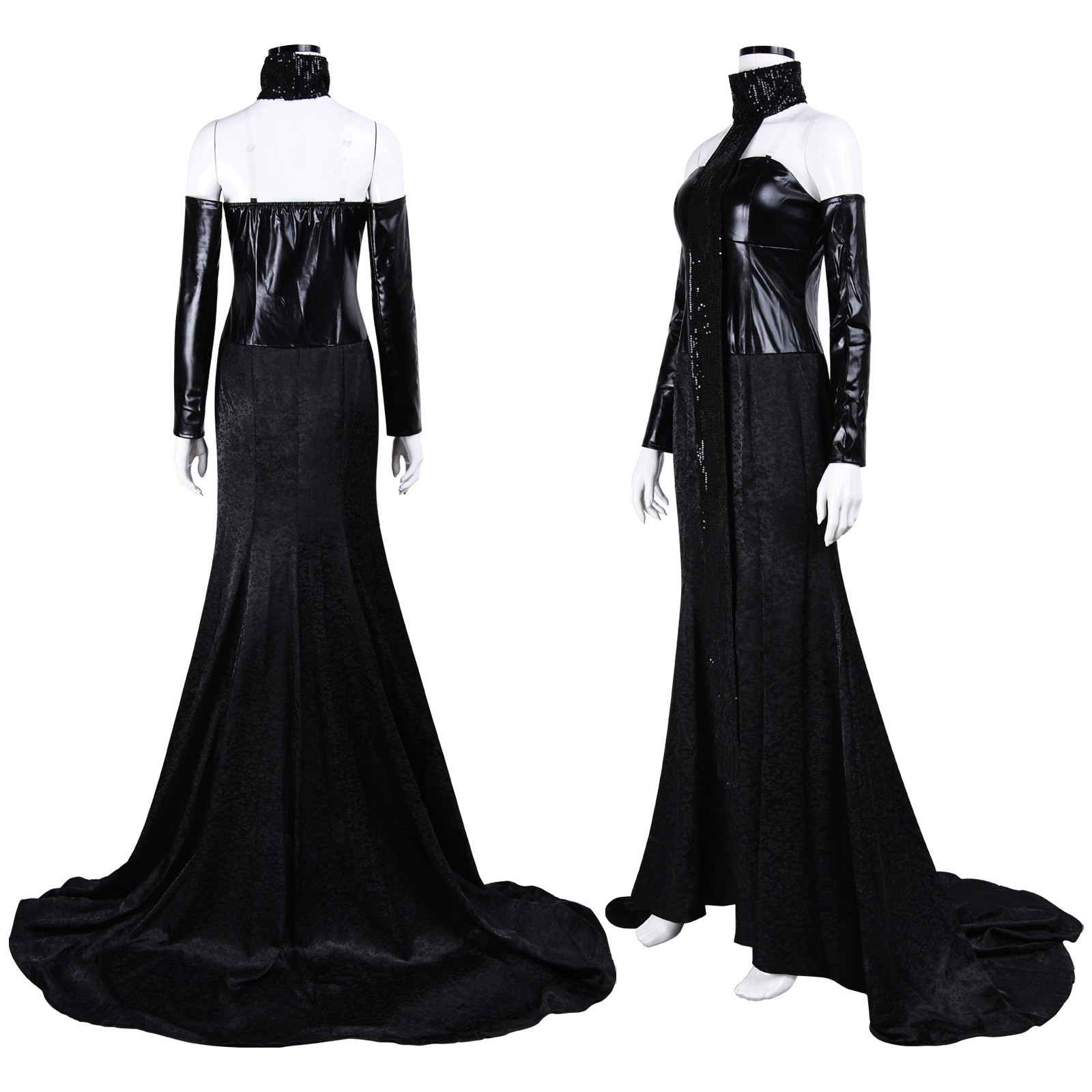 Cosplay Star Wars Queen Padmé Amidala Black Court Long Dress Halloween Costumes