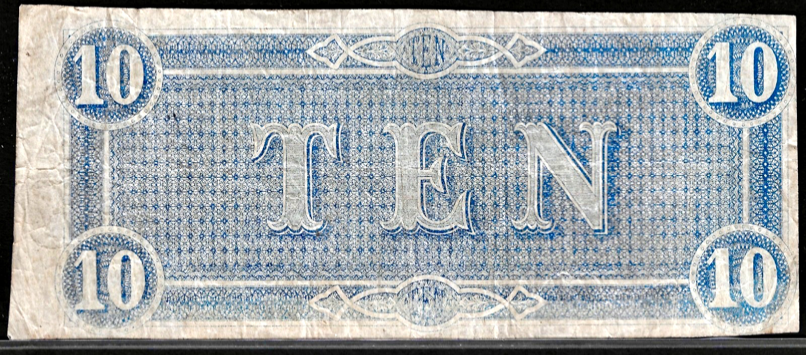1864 CSA CONFEDERATE STATES AMERICA CURRENCY $10 Dollar Note S/N 56145 T-68
