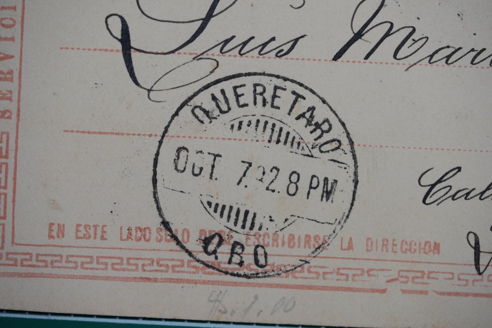 1892 Mexico 5c Blue Postal Card Querétaro to Mexico City Business Use