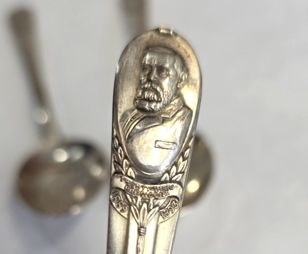 Vtg Silver Plated Presidential Spoons Wm Roger's Lot Of 3 Harrison Polk Garfield