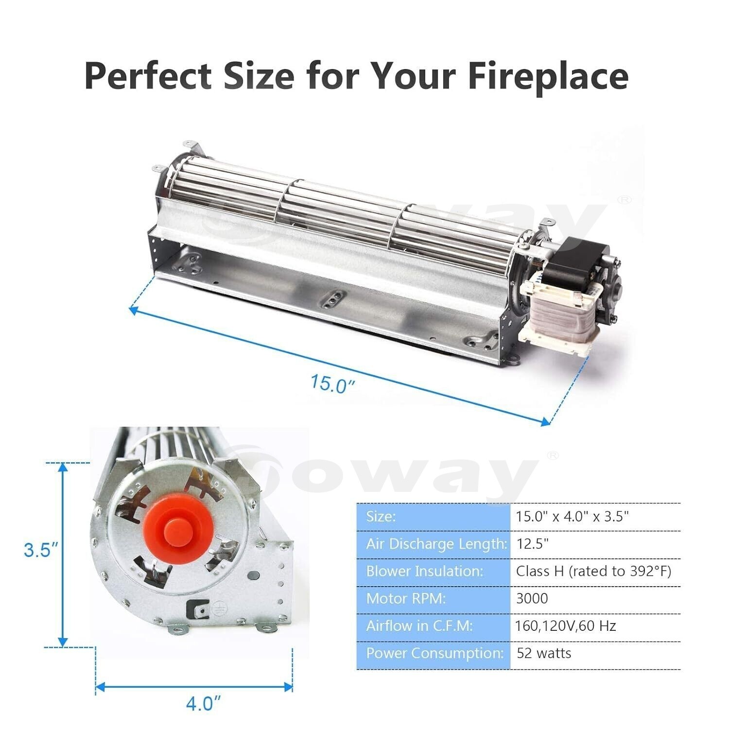 BKT GA3650 GA3700 GA3750 GA3650T GA3700T GA3750A Fireplace Blower Fan for Desa