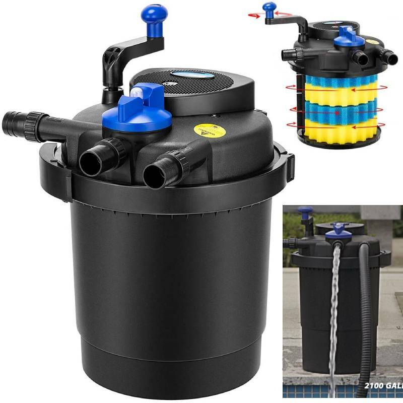 2100 Gal Pond Pressure Bio Filter w/ 13W UV Sterilizer Light Koi Fish ETL Listed