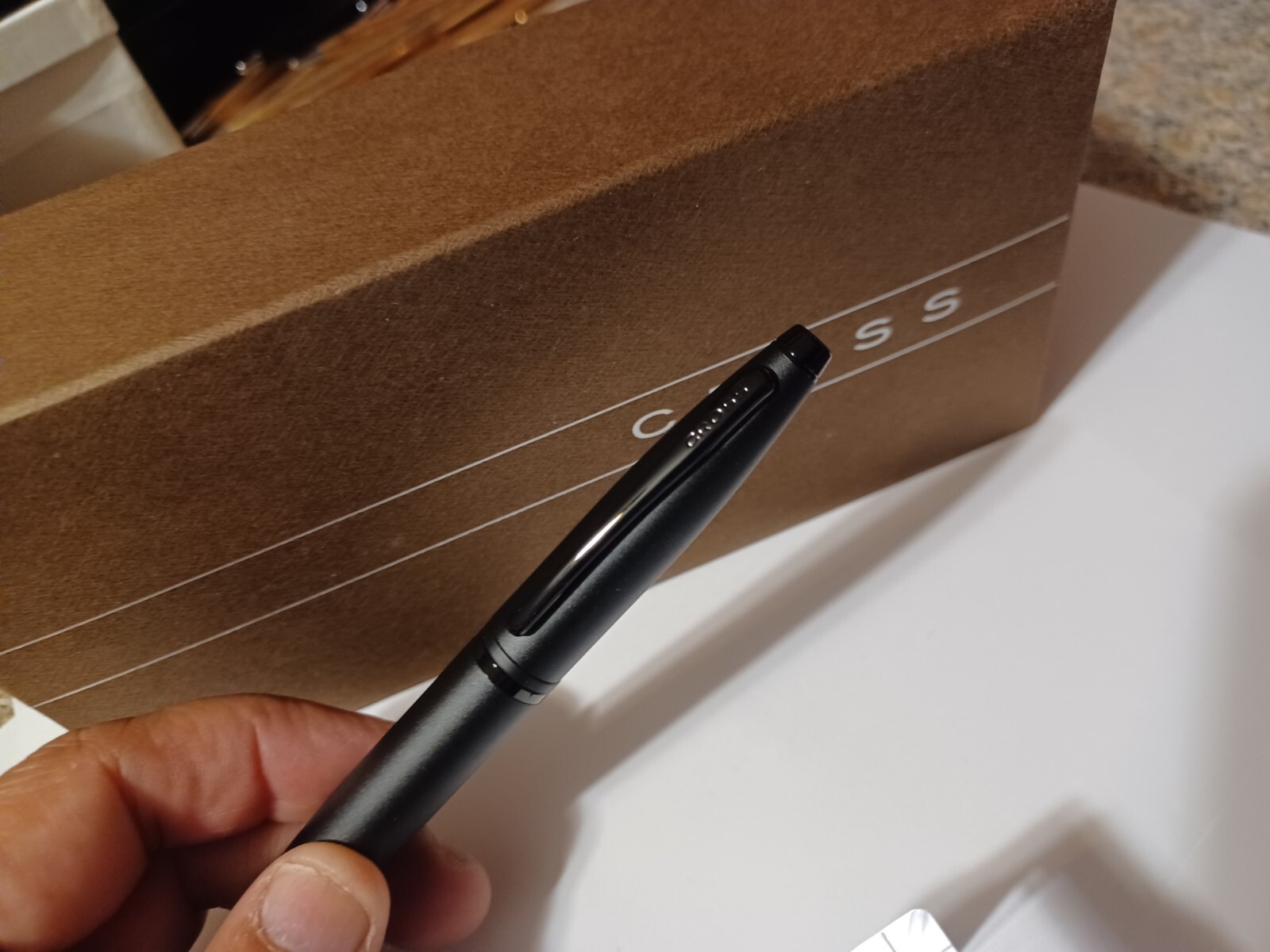 CROSS CALAIS CARBON MATTE BLACK AND GUNMETAL BALLPOINT PEN BRAND NEW DAD GIFT