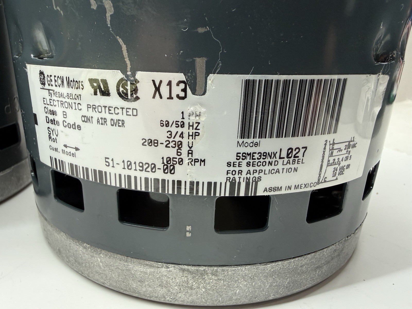 GE Genteq ECM X13 3/4HP Blower Motor 51-101920-02R-03 5SME39NXL027 51-101920-00