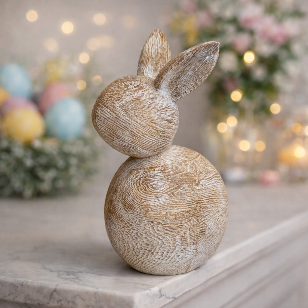 Vintage Ceramic Easter Bunny Figurine Handmade German Spring Rabbit Decor 8''