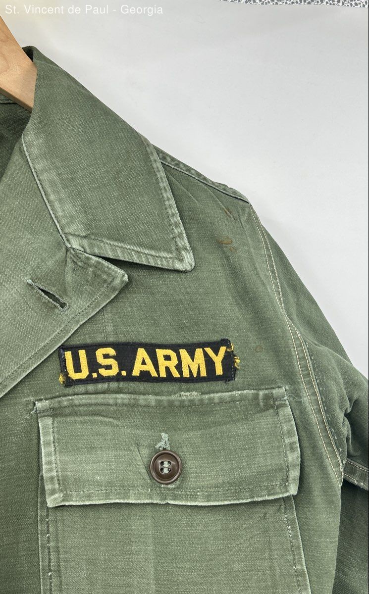 Vintage Military Og 107 Santeen Shirt Men's Size Large 60s Flaw